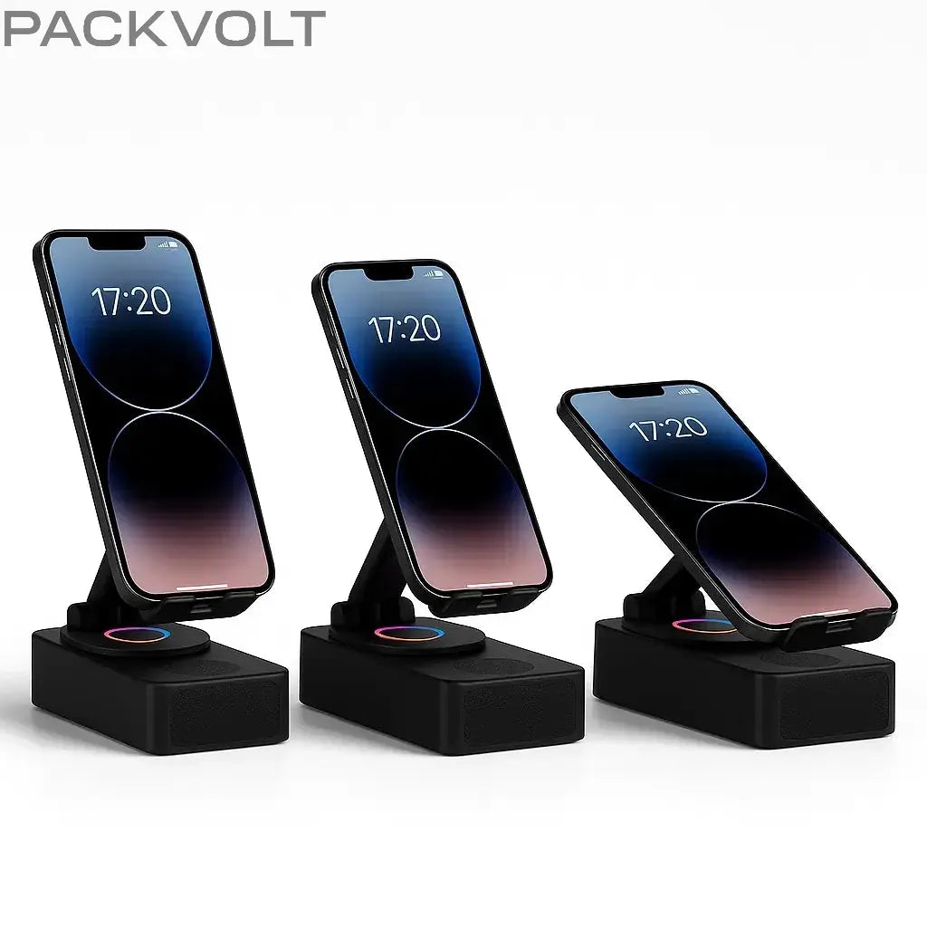 PackVolt Bluetooth Speaker Phone Stand – Adjustable Viewing Angles with Smartphones