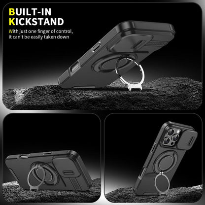 Magnetic Armor Case with 360° Ring Kickstand & Camera Cover