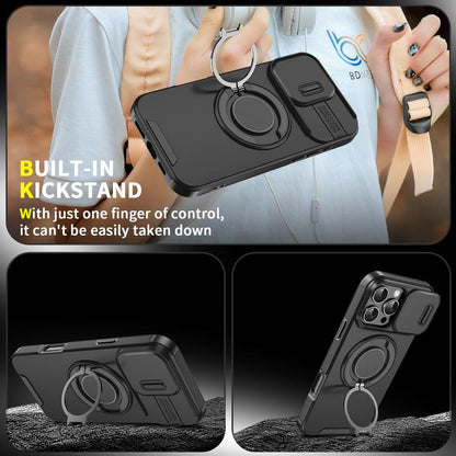 Magnetic Armor Case with 360° Ring Kickstand & Camera Cover