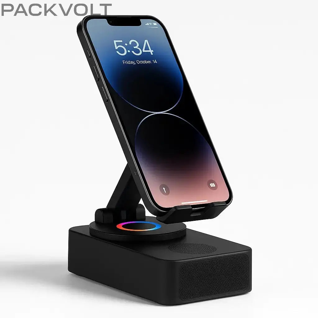 Bluetooth Speaker Phone Stand by PackVolt – 5-in-1 Wireless Speaker Dock with RGB Base