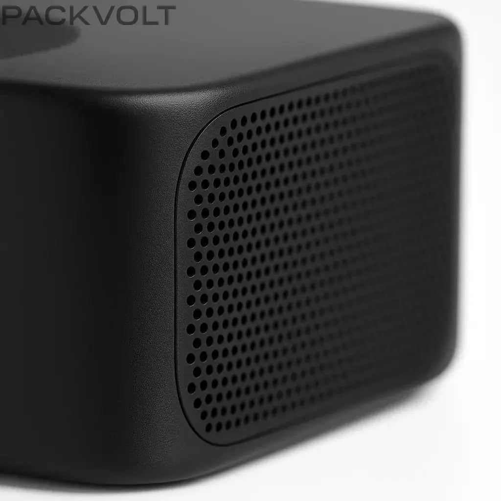 PackVolt Bluetooth Speaker – Front Speaker Grill Close-Up on 5-in-1 Dock